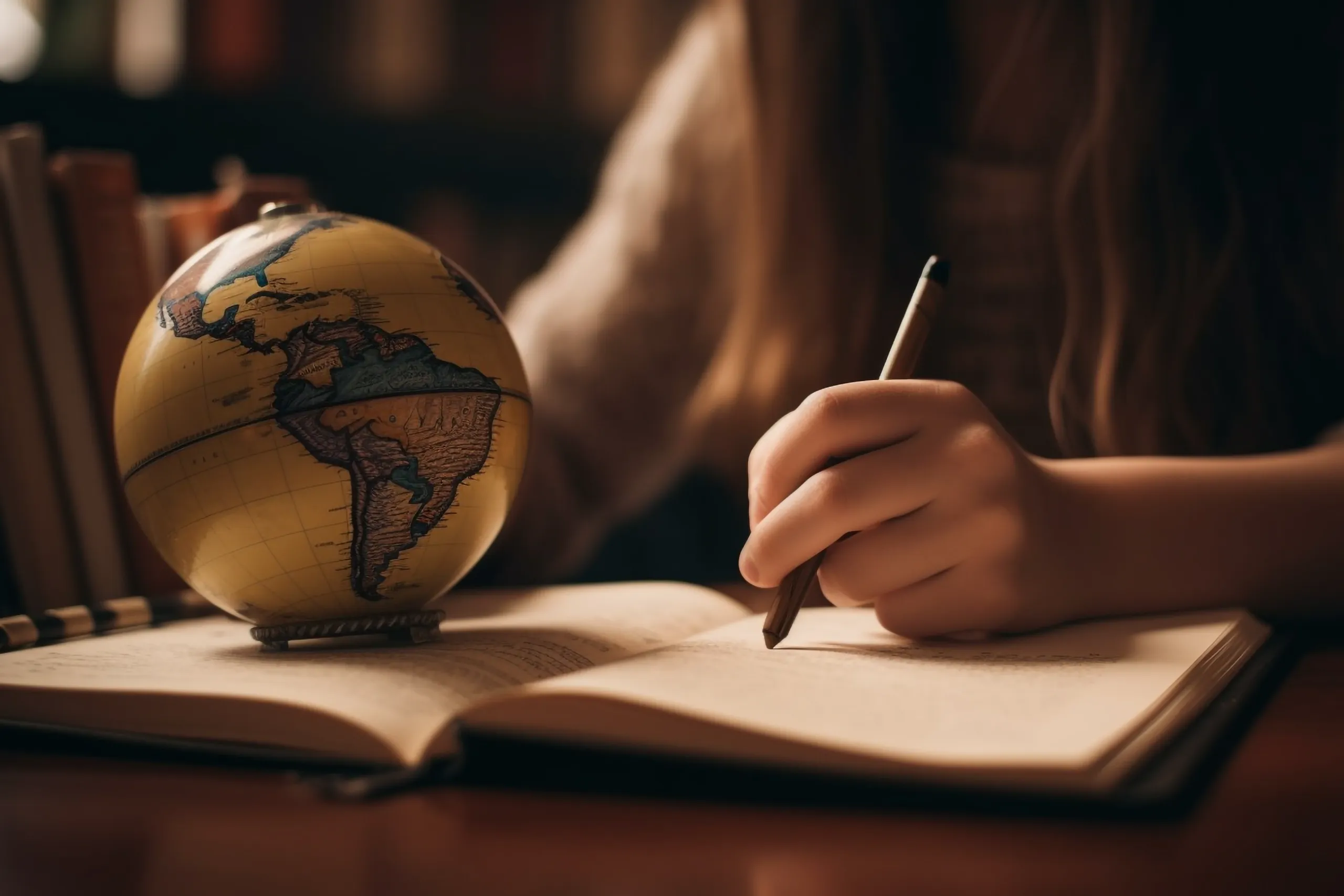 cute-girl-studying-geography-surrounded-by-literature-generated-by-ai